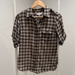Equipment Brown/Black/Gray Checkered Shirt Size XS